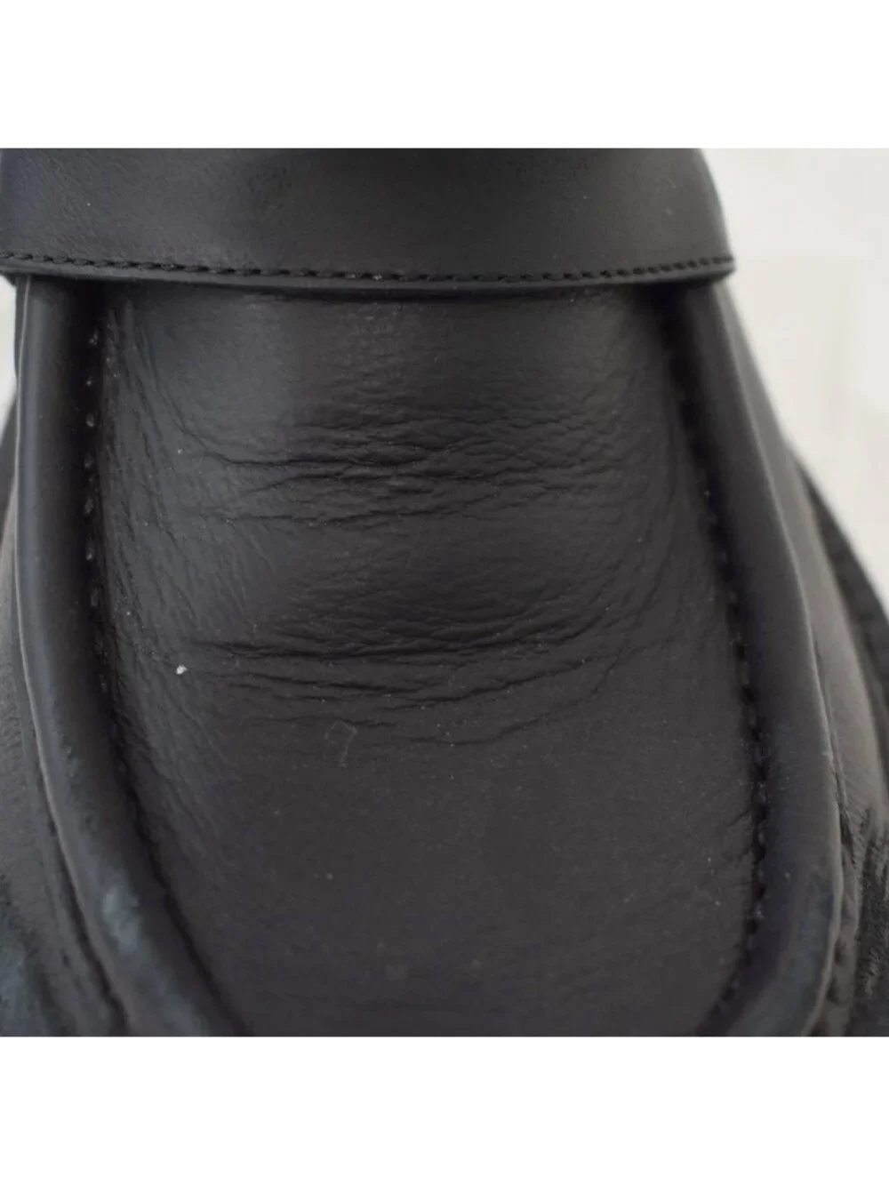 Balenciaga Tractor Loafer Logo Plate Distressed Leather Black